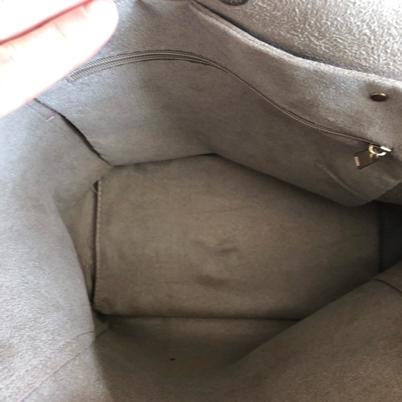 Burgundy Faux Leather Midsize Tote Shoulder  Bag - Picture 7 of 9